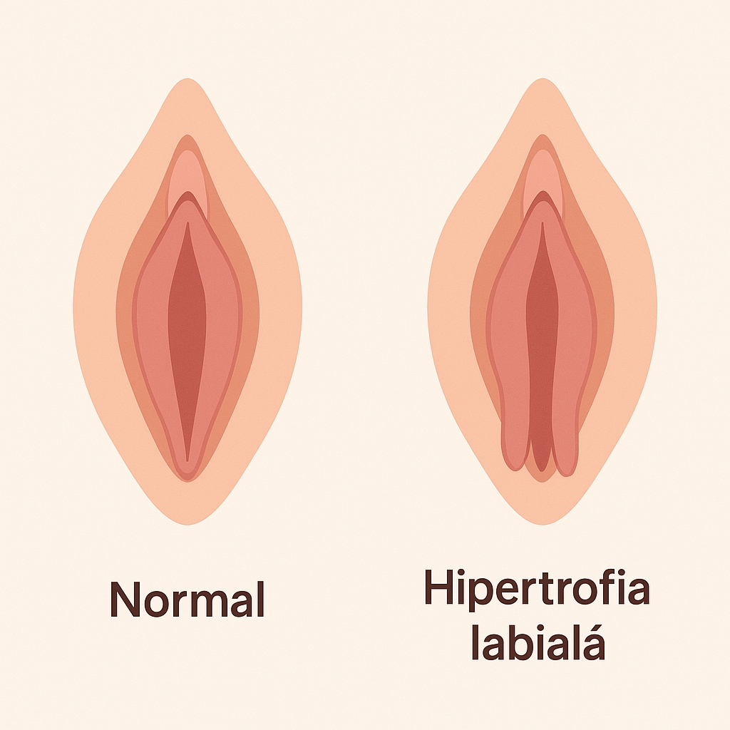 Ilustrație medicală comparativă – aspect normal vs hipertrofia labială